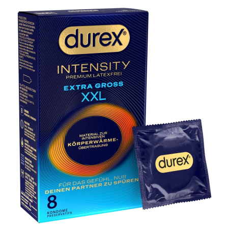 Durex Intensity Extra Large Nitrile Condoms 8 pcs - Latex-Free, 61 mm