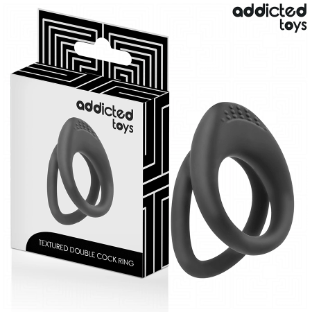 Addicted Toys Double Ring System Silicone Black - Textured Support 72 mm