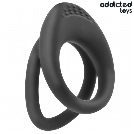 Addicted Toys Double Ring System Silicone Black - Textured Support 72 mm
