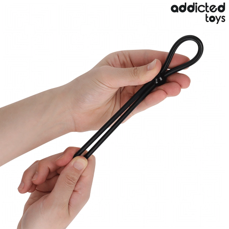 Addicted Toys Silicone Adjustable Ring - Single Loop, 19.5 cm, Black
