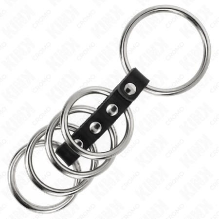KINK Leather & Metal Restraint System - Adjustable 5-Ring Set, 3.7-5 cm