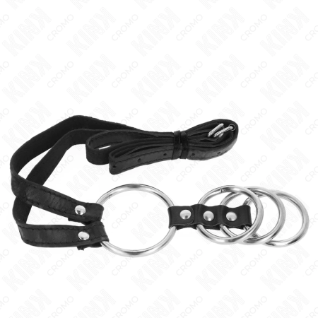 KINK Adjustable 4 Connected Metal Rings with Leather Belt 112 cm