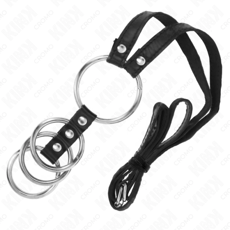 KINK Adjustable 4 Connected Metal Rings with Leather Belt 112 cm