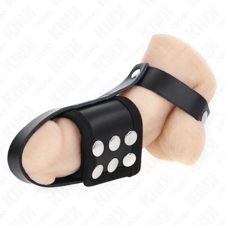 KINK Leather Intimate Cage Ring with Adjustable Divider Strap Black