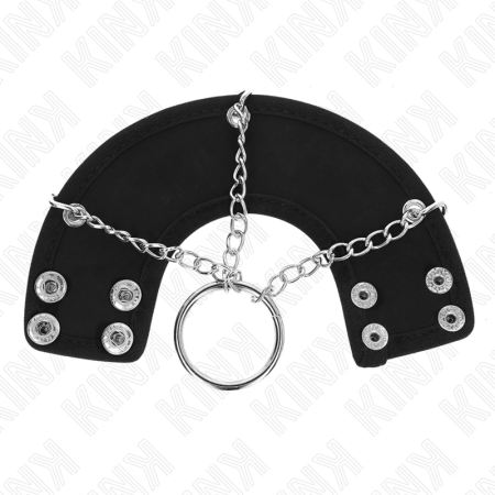 KINK Metal Intimate Ring 4cm with 7cm Chain & Leather Strap, Silver