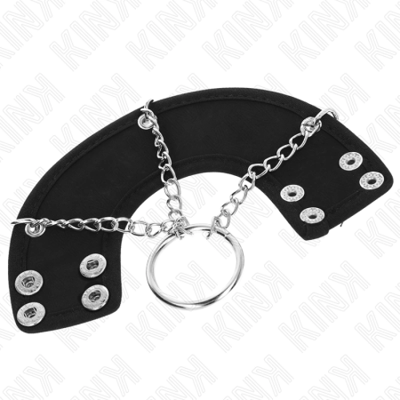 KINK Metal Intimate Ring 4cm with 7cm Chain & Leather Strap, Silver