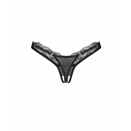 Obsessive Arrowel Open Thong Black - Elegant Lace Lingerie L/XL
