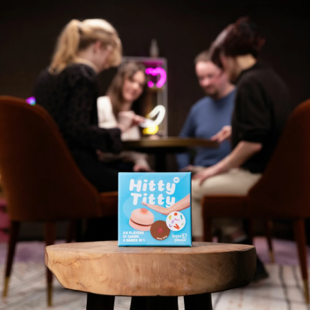 Tease & Please Hitty Titty Game - Fast-Paced Party Card Set with Bell