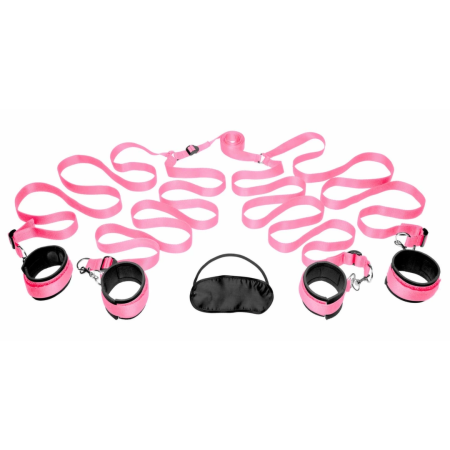FRISKY Bed Cuff System Pink - Adjustable Neoprene Bedroom Restraint Kit