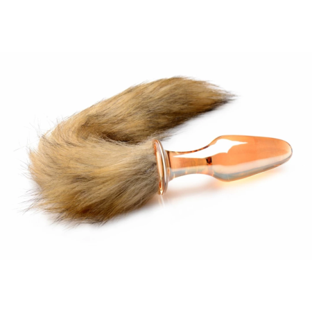 TAILZ Fox Tail Glass Plug Orange - Borosilicate Glass & Faux Fur 20cm