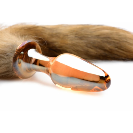 TAILZ Fox Tail Glass Plug Orange - Borosilicate Glass & Faux Fur 20cm