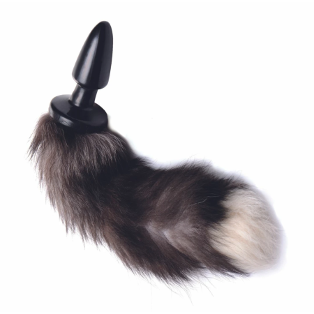 Tailz Fox Tail Plug Black/White - 14" Faux Fur, TPR, Ergonomic Design