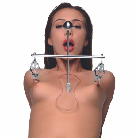 XR Brands Tower of Pain Adjustable Stainless Steel Clamp System Silver