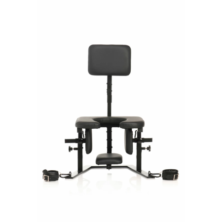 XR Brands Pleasure Throne Adjustable Support Chair Black Vegan Leather
