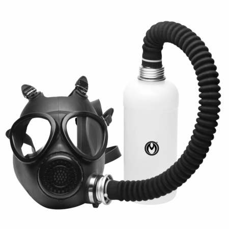 XR Brands Intimate Inhaler Gas Mask Black & White with Adjustable Straps