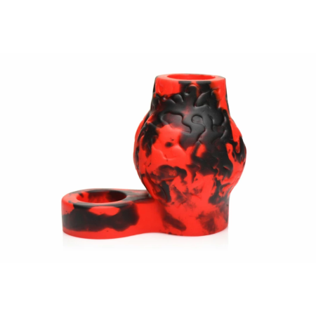 XR Brands Hell Hound Silicone Red Ball Ring & Stretcher, 88.9 mm