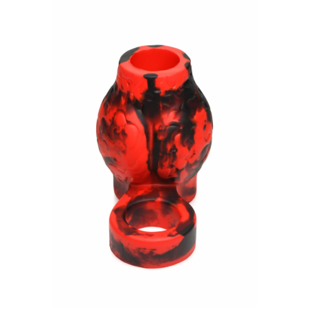 XR Brands Hell Hound Silicone Red Ball Ring & Stretcher, 88.9 mm