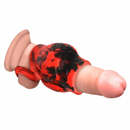 XR Brands Hell Hound Silicone Red Ball Ring & Stretcher, 88.9 mm