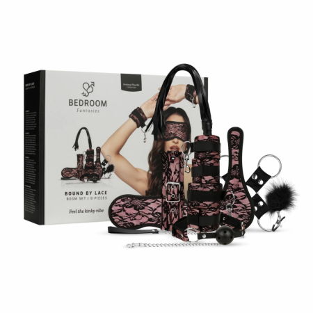 Bedroom Fantasies Bound by Lace 8-Piece Restraint Set Pink