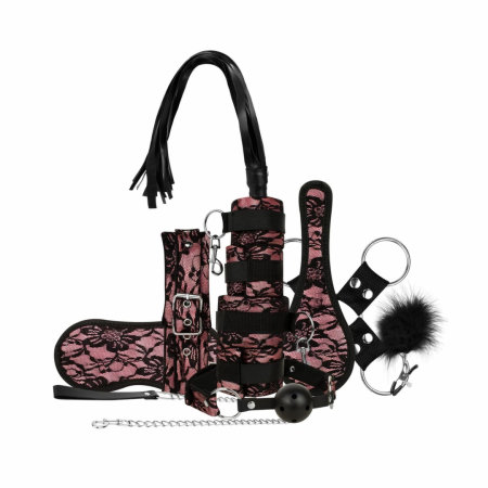 Bedroom Fantasies Bound by Lace 8-Piece Restraint Set Pink