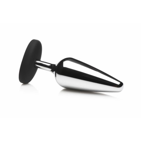 XR Brands Intimate Metal Plug Silver - Silicone Base, Medium Size