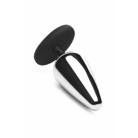 XR Brands Intimate Metal Plug Silver - Silicone Base, Medium Size