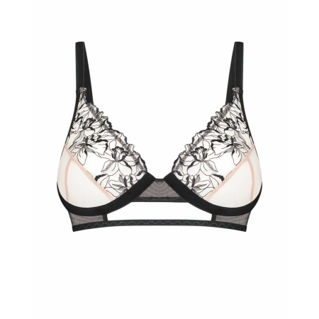 Obsessive Vila Blanes Bra Black - Floral Embroidery & Gold Accents