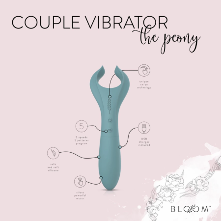 Bloom Peony Dual-Sided Couple Vibrator Green Silicone Waterproof