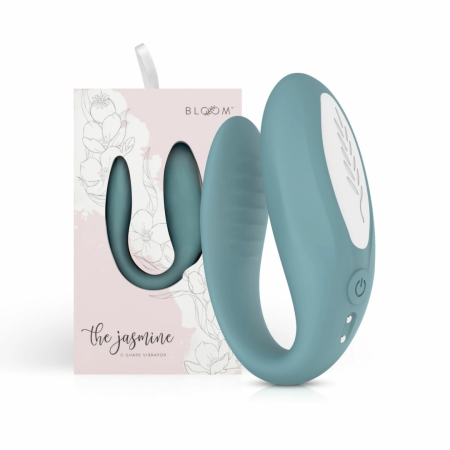 Bloom Jasmine C-Shape Vibrator Green - Soft Silicone, Swipe Control