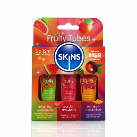 Skins Fruity Sampler Intimate Lubricant Tubes 3x12ml - Watermelon, Strawberry, Mango & Passionfruit