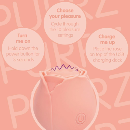 Skins Rose Buddies The Rose Purrz Vibrator Pink - 10-Speed, USB Rechargeable