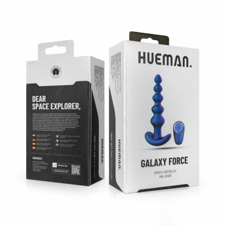 Hueman Galaxy Force Remote-Controlled Vibrating Beaded Plug Black