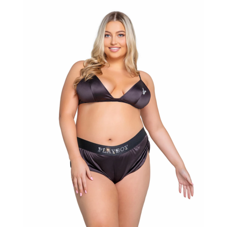 Playboy Lingerie Sparkling Bunny Set - Shiny 2-Piece Comfort Fit S/M