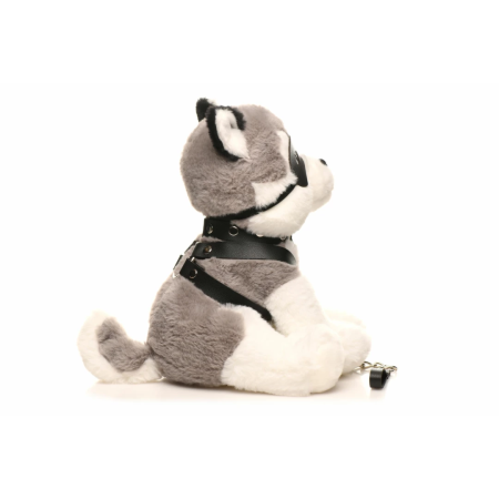 XR Brands Max Plush Dog Grey & White with Harness and Leash Set