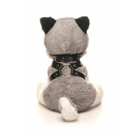 XR Brands Max Plush Dog Grey & White with Harness and Leash Set