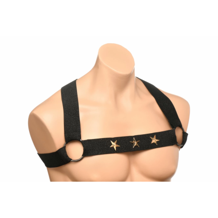 XR Brands Chest Harness & Arm Bands Black Adjustable Set 89-102cm