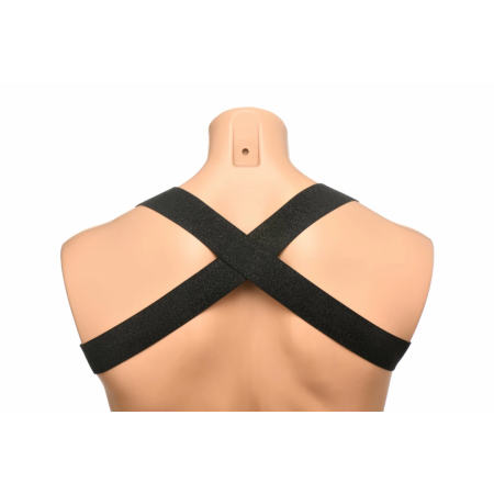 XR Brands Chest Harness & Arm Bands Black Adjustable Set 89-102cm