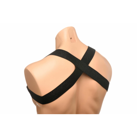 XR Brands Chest Harness & Armbands Black Stretch Adjustable Set
