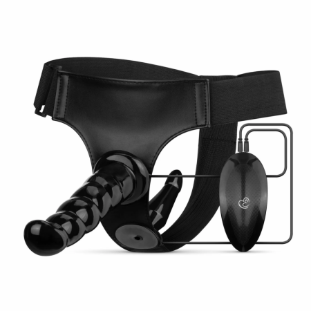 Fetish Collection Vibrating Strap-On System Black Adjustable Set