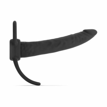 Men Only Black Intimate Device with Dual Stretch Rings, Curved Design