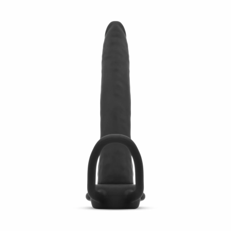 Men Only Black Intimate Device with Dual Stretch Rings, Curved Design