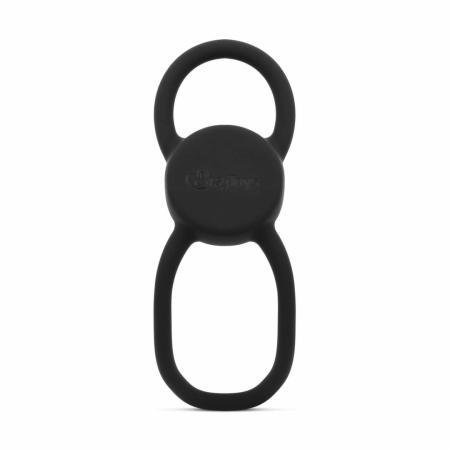 Men Only Black Intimate Device with Dual Stretch Rings, Curved Design
