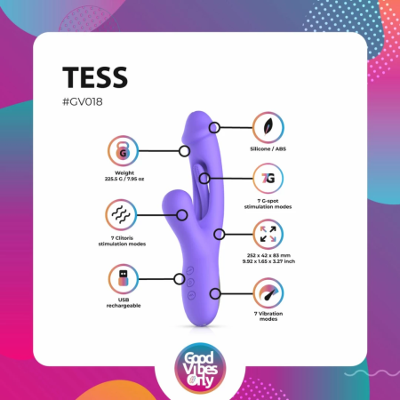 Good Vibes Only Tess Silicone Rabbit Vibrator with Dual Motors Pink
