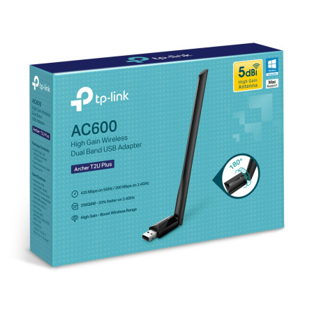 TP-Link Archer T2U Plus 600Mbps USB Adapter