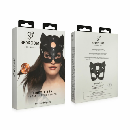 Bedroom Fantasies Kinky Kitty Leather Mask Black Adjustable Fit
