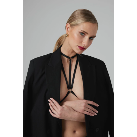 Obsessive Strappy Harness Bralette Black - Adjustable Elastic Fashion Accessory