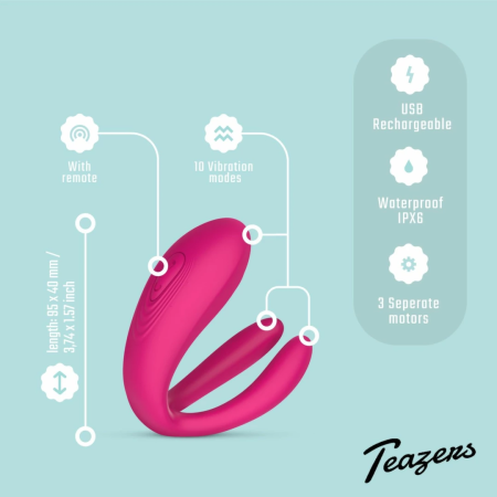 Teazers Couples Intimate Device with Wireless Remote Control, Multi-Zone Stimulation