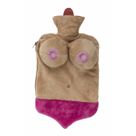 Out of the Blue Hot Water Bottle Soft Cover Bust Shape 1L Pink