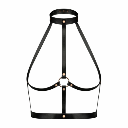 Rosy Gold Body Harness Black - Adjustable Faux Leather Accessory