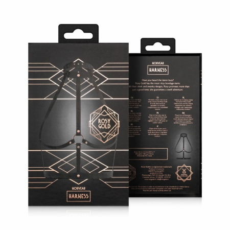 Rosy Gold Body Harness Black - Adjustable Faux Leather Accessory